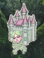 Castle Girl Glitter Sticker