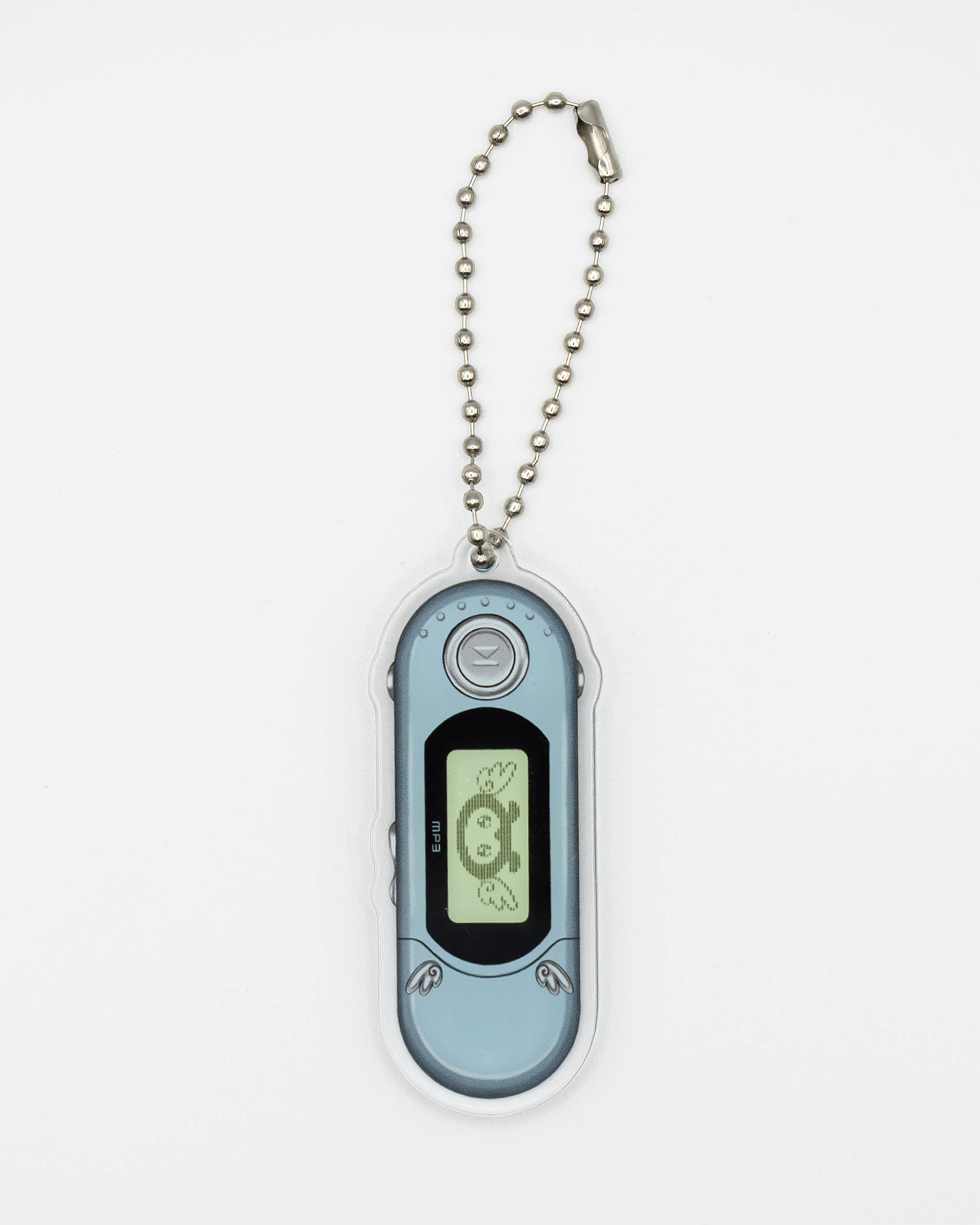 Acrylic keychain of an old retro y2k MP3 player