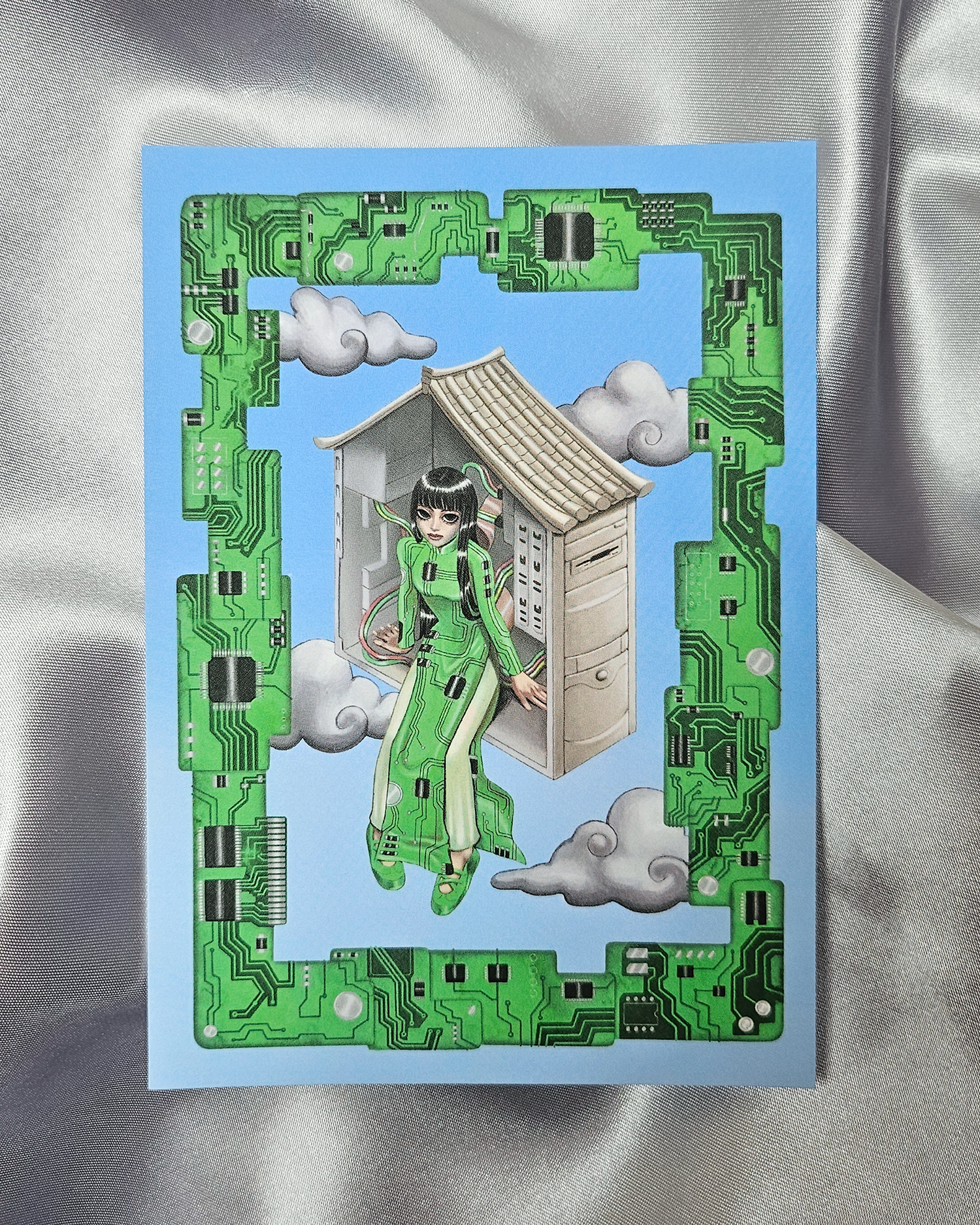 Circuit Board Girl Postcard Print