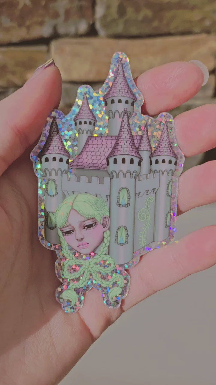 Castle Girl Glitter Sticker